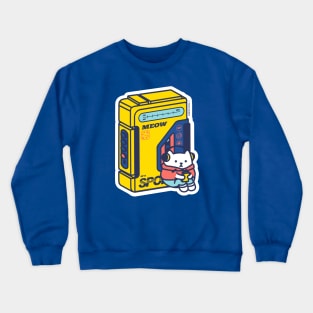 Yellow and blue Walkman cute cat Crewneck Sweatshirt